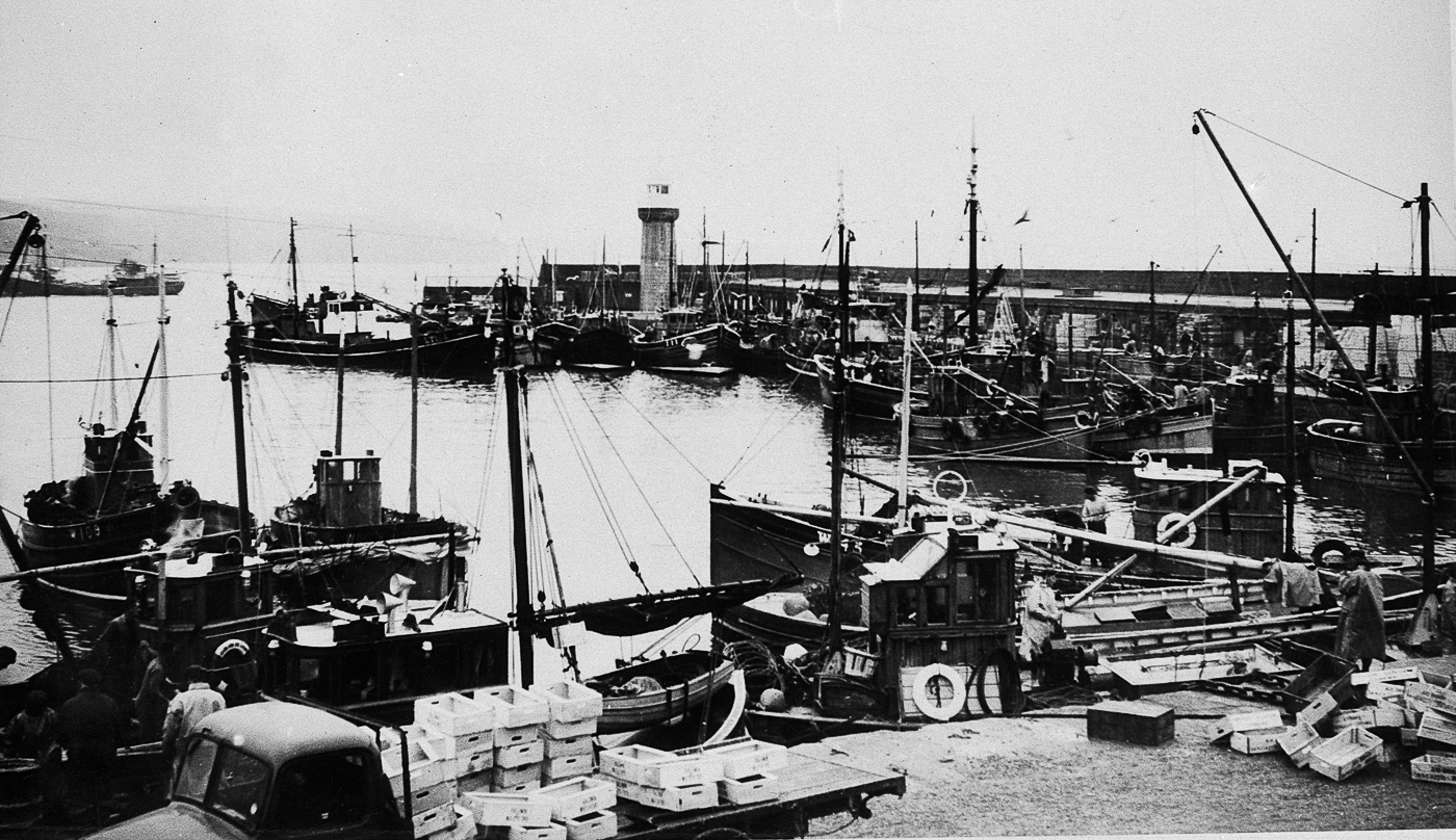 Scottish ringnetters in harbour, Dunmore East, c.1964