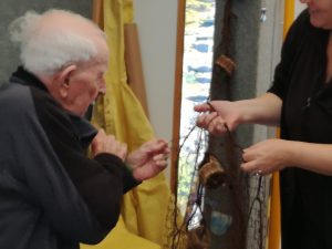 Ring net fisherman Dennis Meenan, on board the Casting the Net bus
