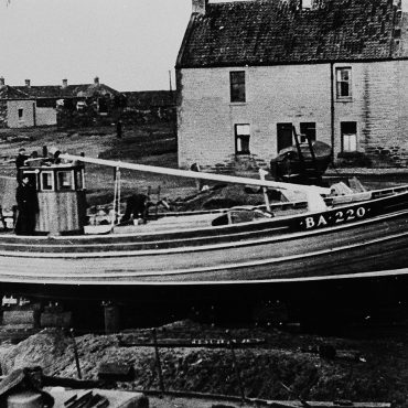 Ringnetter 'Aliped VII', BA220, being built at Weatherhead's yard, Cockenzie. She was commissioned by the McCrindle family of Girvan and was later sold to Carradale and renamed 'Amy Harris'.