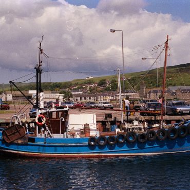 Dual purpose ringnetter and trawler 'Jasmine', CN110, in harbour, Campbeltown, May 1988. At this time she was skippered by Murray Shaw, Campbeltown however she was originally built for W. Anderson, Dunure, at Noble's boatyard, Girvan. She was decommissioned in 1989.