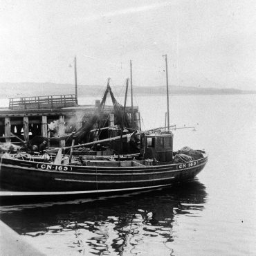 Harvest Queen CN167, and Fiona CN165 in harbour, Fairlie, 1949