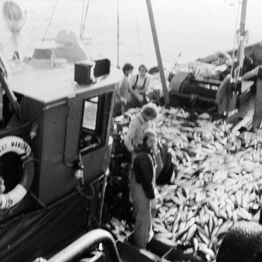 Fishermen with catch onboard Mary Manson OB19